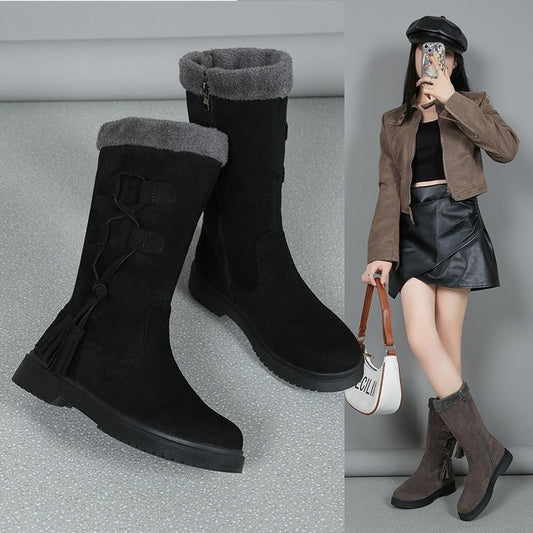 Womens Thick-soled Fleece-lined Extra-thick Boots From Europe And The US