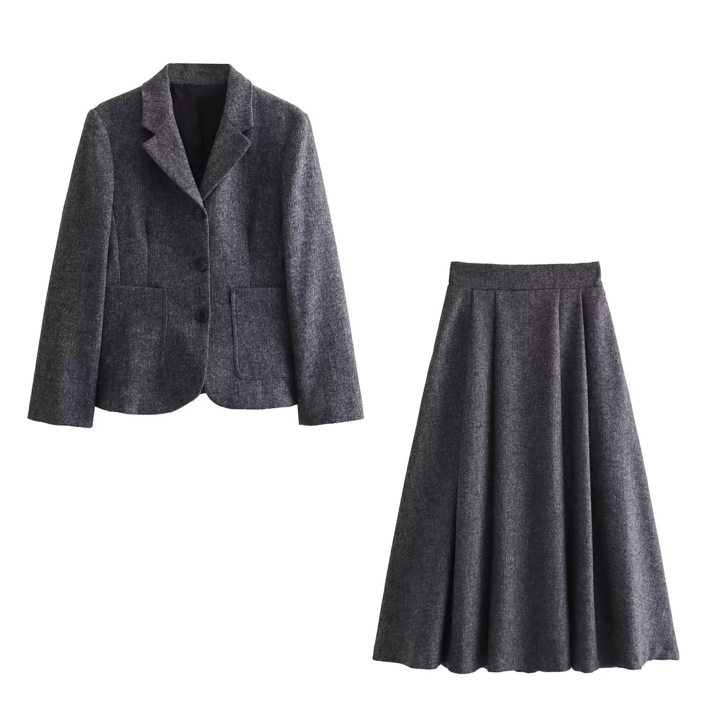 Women's Elegant Vintage Blend Minimalist Suit High Waist Skirt