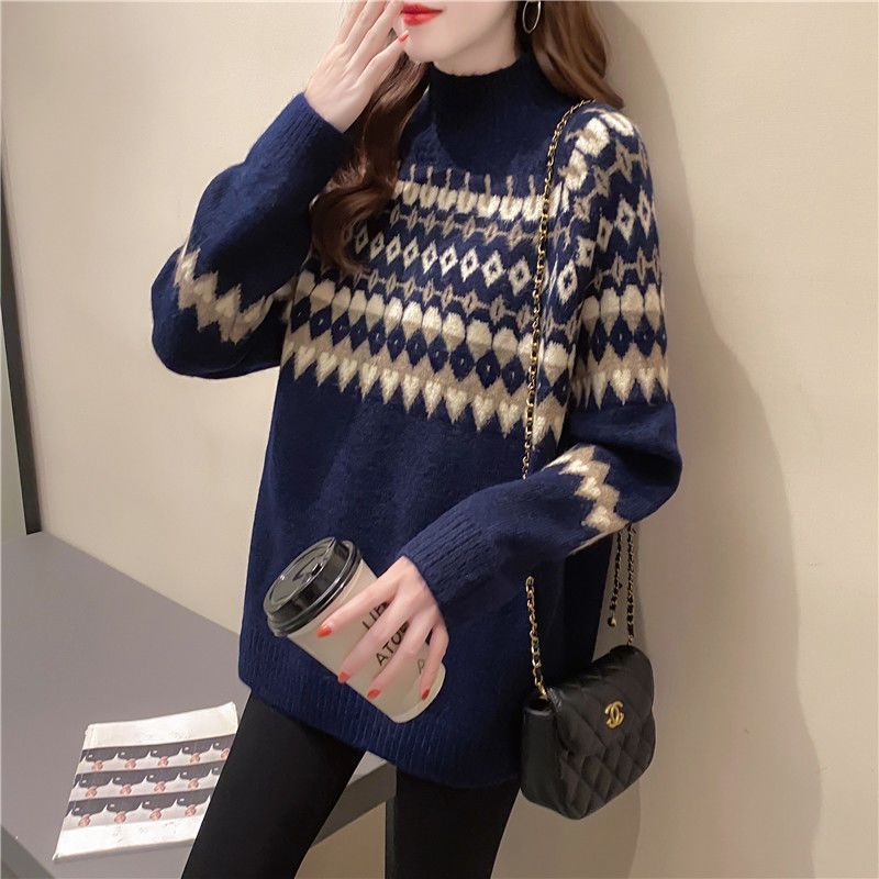 Women's Contrast Wool Sweater Outerwear Sweater