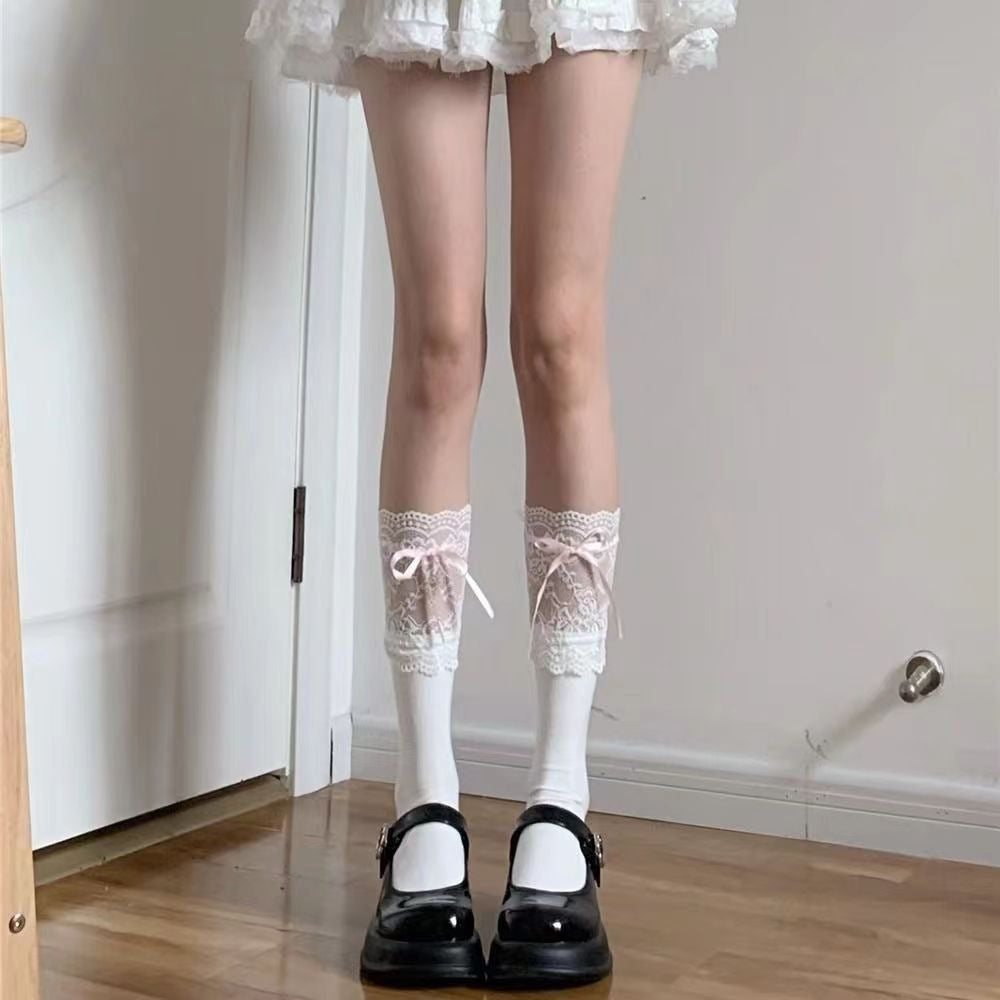 Women's Summer Fashion Ribbon Bow Tube Socks