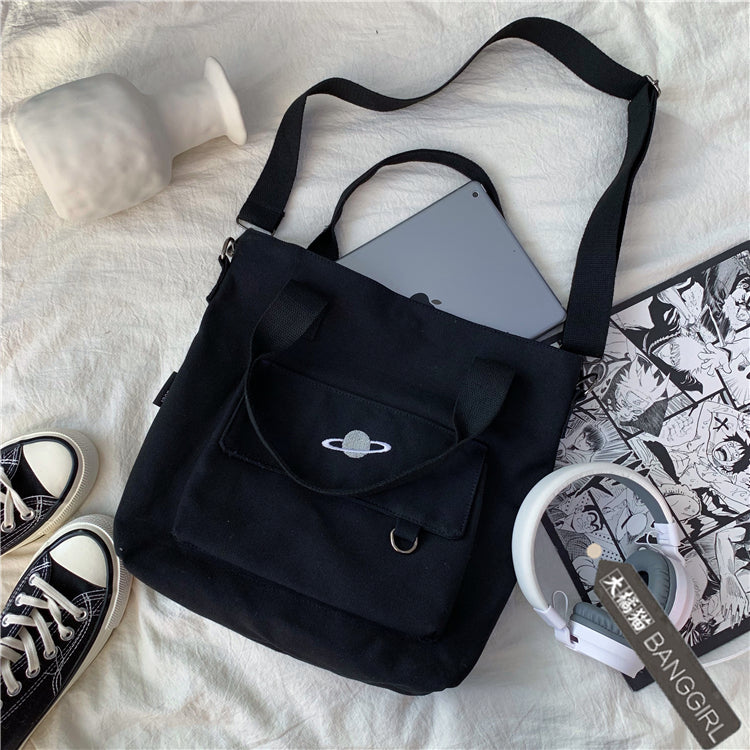 Planet ins canvas bag female student Korean crossbody bag