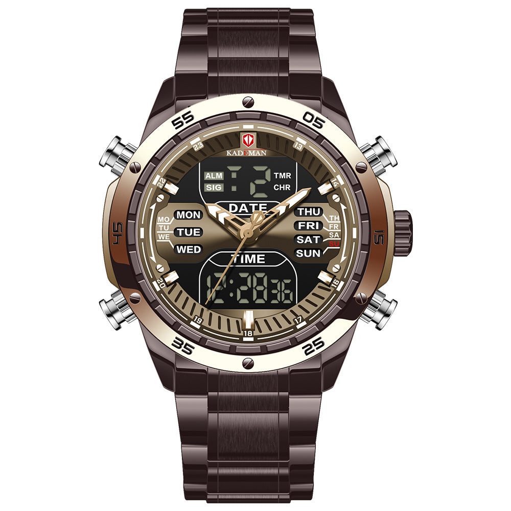 Sports Multifunctional Waterproof Steel Band Quartz Watch
