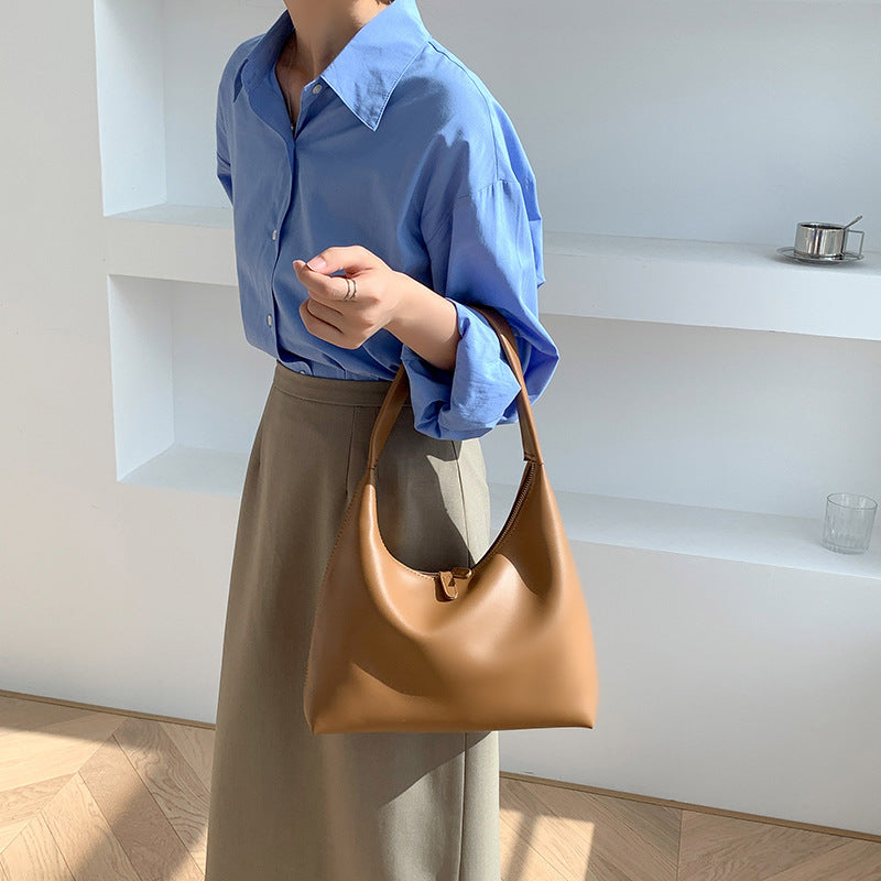 Simple Soft-leather Shoulder Bag For Women Versatile And Niche
