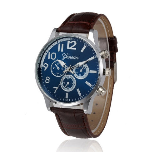 Fashion simple fake two-eye belt watch quartz watch