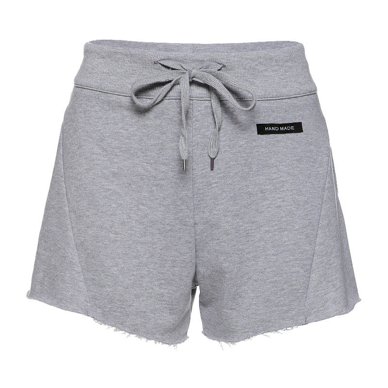 Solid color high waist tied wide loose casual Baita shorts