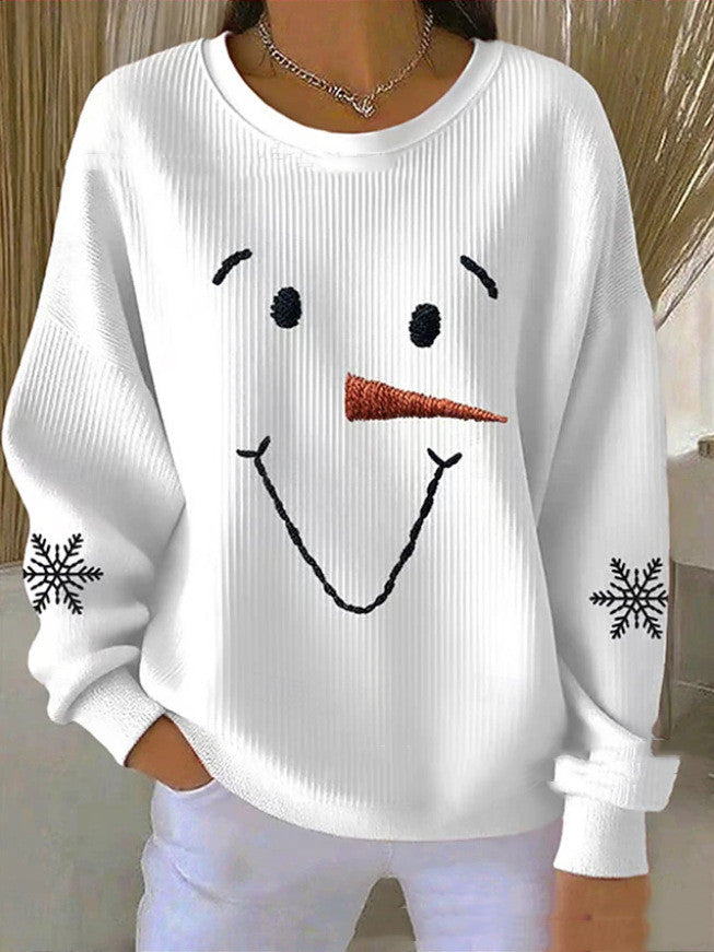 Trykt rundhalset sweatshirt afslappet mode efterår og vinter sweatshirt