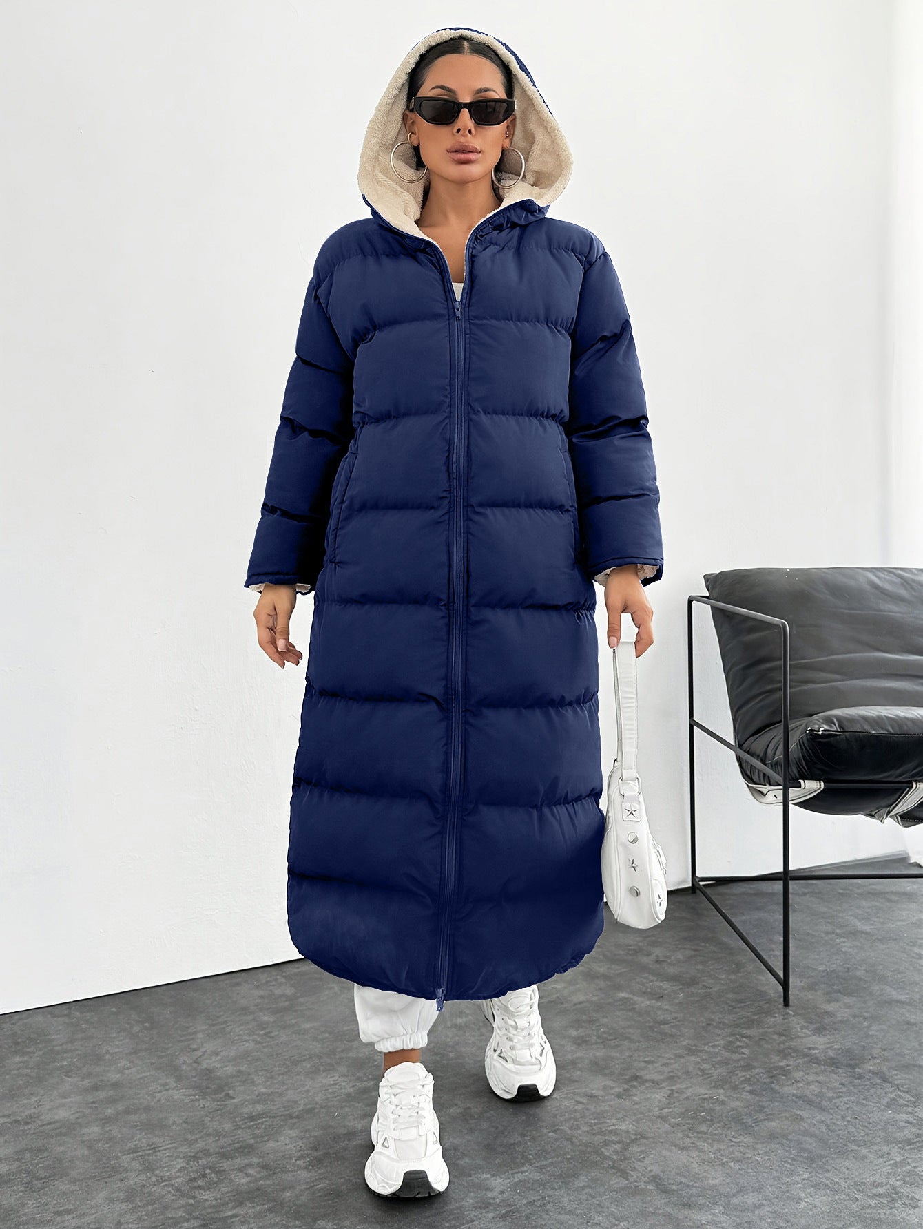 Long Below The Knee Hooded New Leisure Puffer Jacket Coat