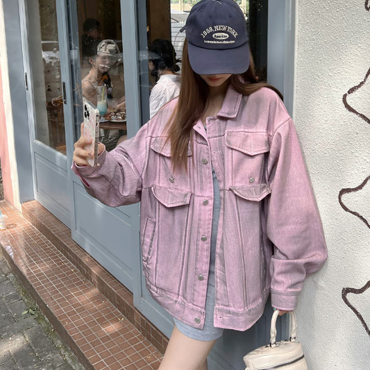 Trendy Niche Tie-dye Gradient Denim Jacket Coat Men