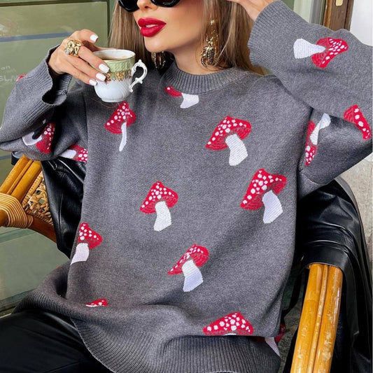Women's Loose Contrast Color Knitwear Coat