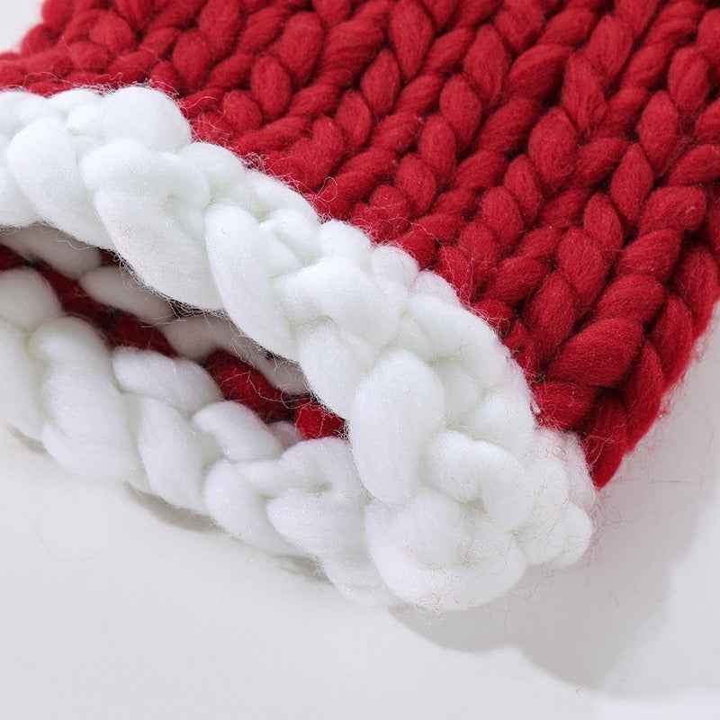 Christmas Hat Coarse Fur Knitted Hat Cute Warm