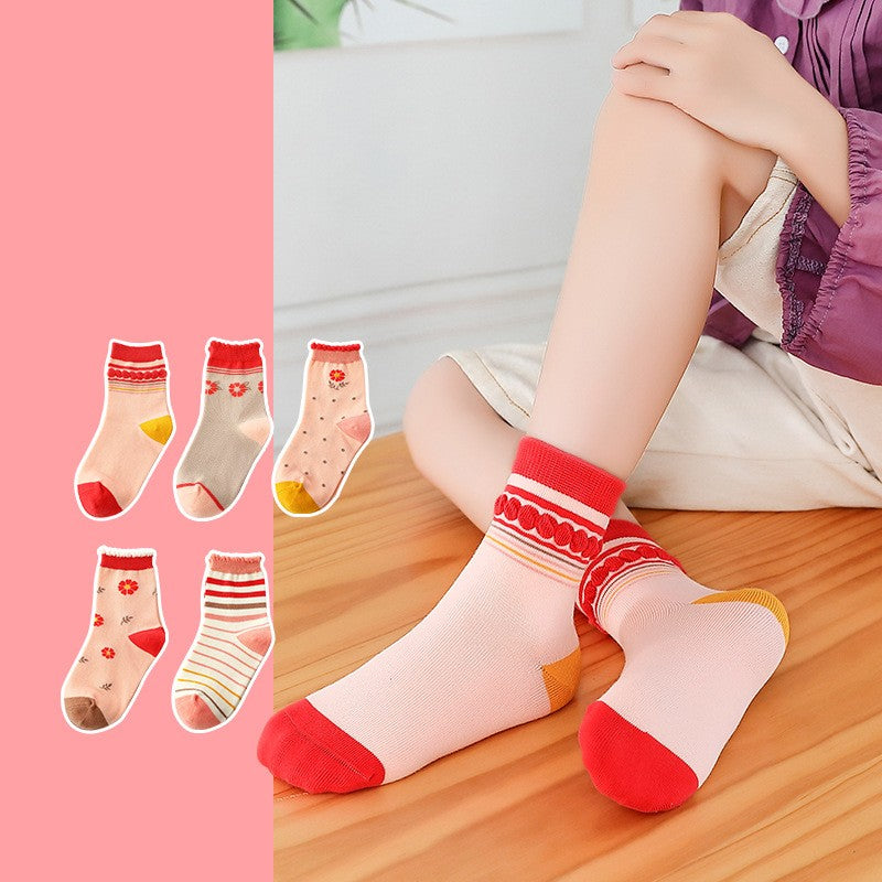 Children's Socks Combed Cotton Students Boneless Middle Tube