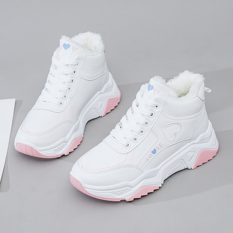 New Women's Cotton Shoes Plus Cashmere Sports High Top