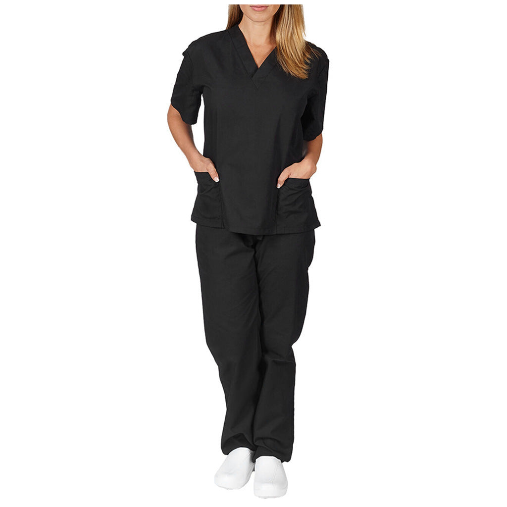 Solid-color V-neck Nursing Work Uniform Caregiver Uniform Nurse Attire