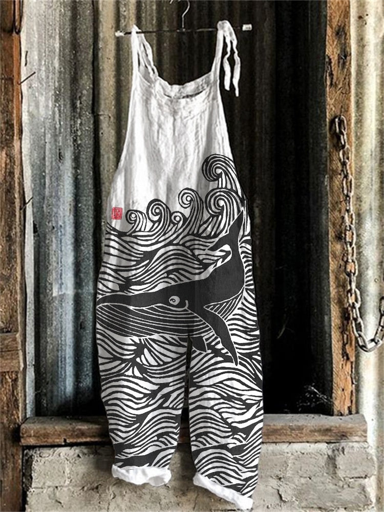 Women's Suspender Pants Animal Vintage Print