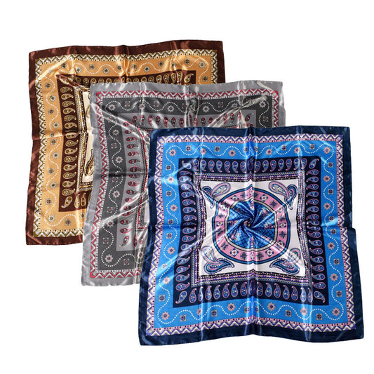 Minimalist Pattern Satin Kerchief Cashew Nut Silk Towel