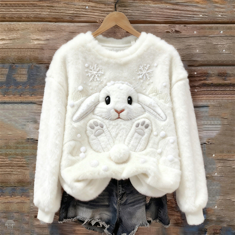 3D Digital Print Pattern Christmas Women's Flannel Sweatshirt