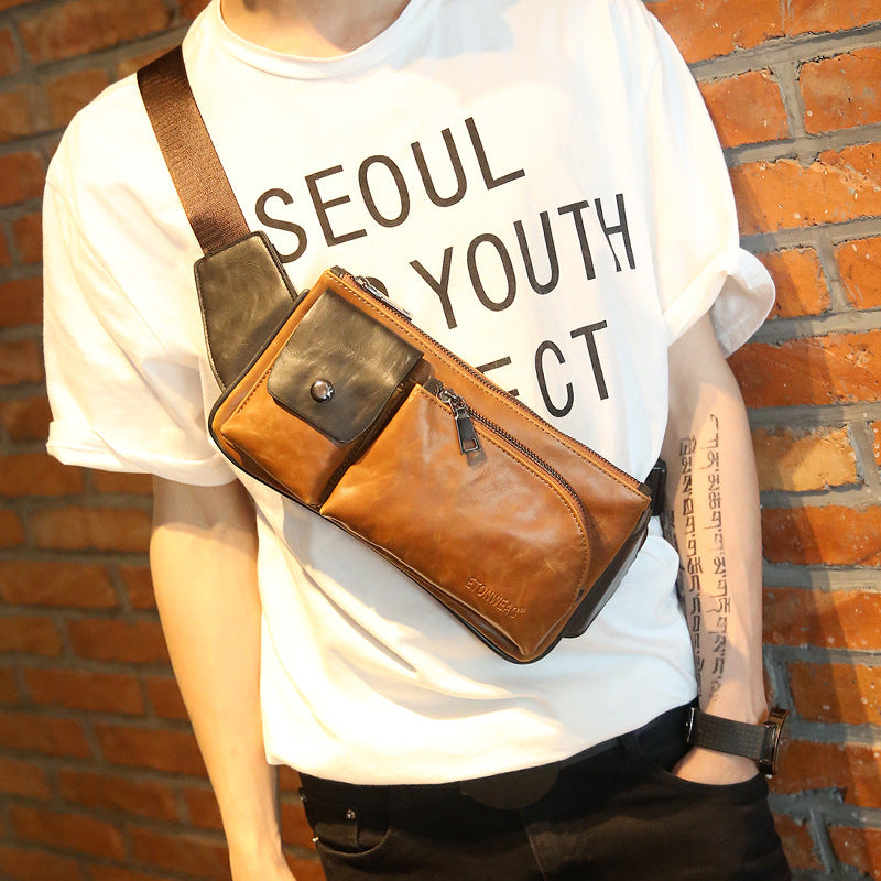 New Single Shoulder Bag Man Retro Chest Pack Satchel Bag Purse Bag Men Sports Leisure Korean Tide