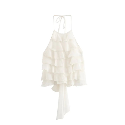 Design All-match Laminated Decoration Hanging Collar Top