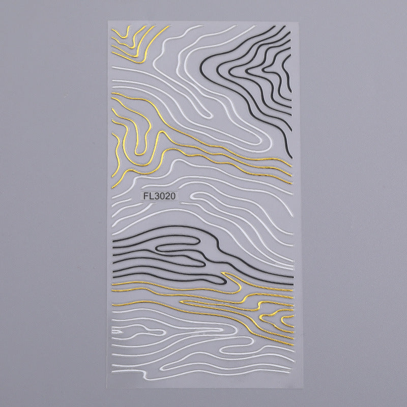Nail Art 3d Hot Stamping Line Sticker Stripe Wave Adhesive Sticker