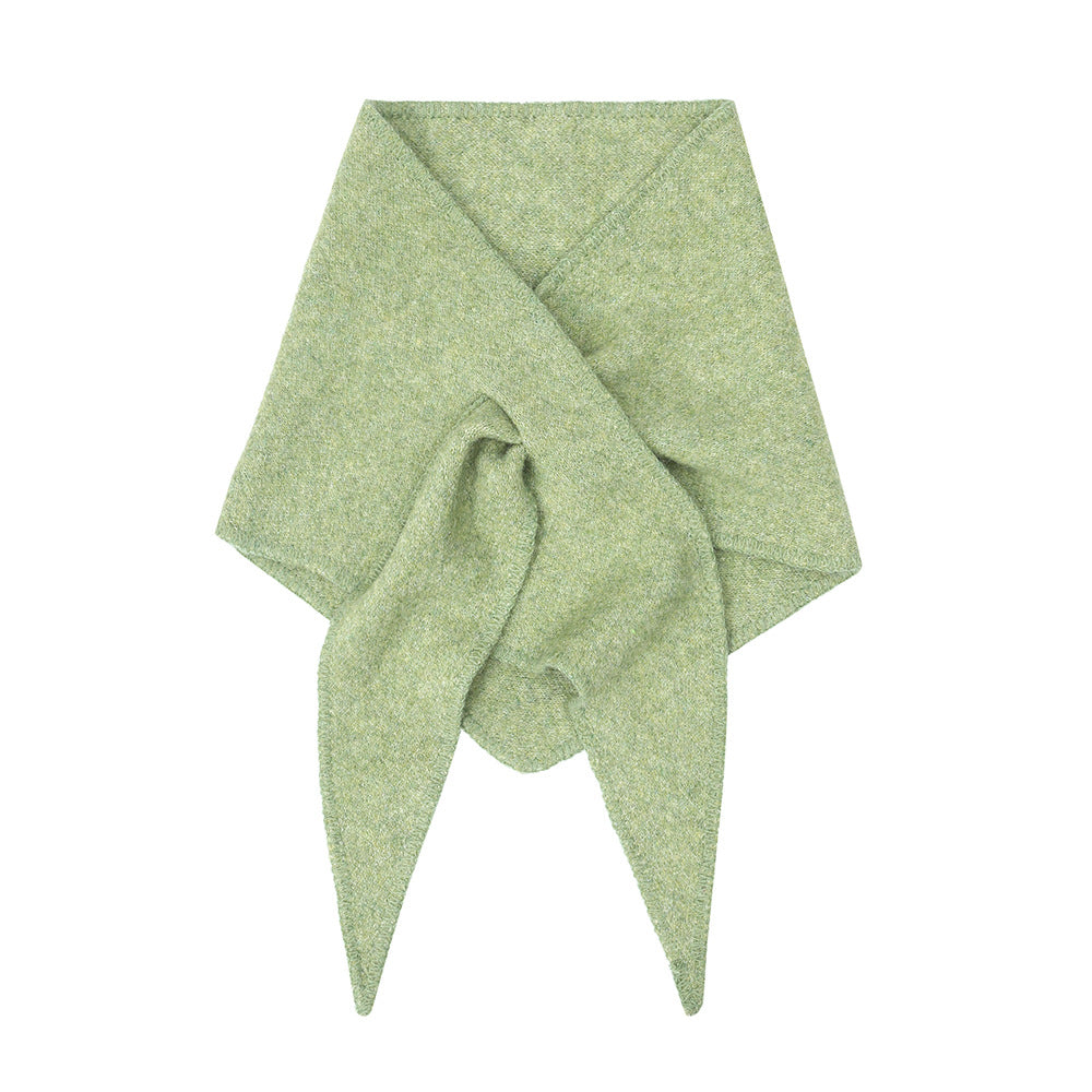 Autumn And Winter Clip Flower Wool Knitted Triangular Binder Shawl Scarf