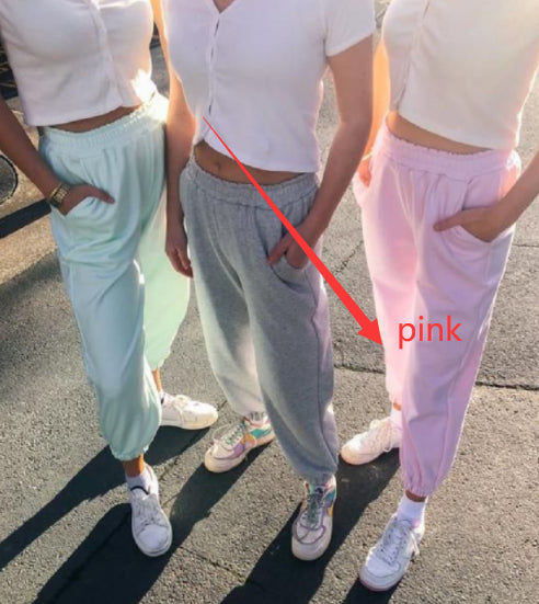 Pure Color Plus Velvet Casual Loose Trousers