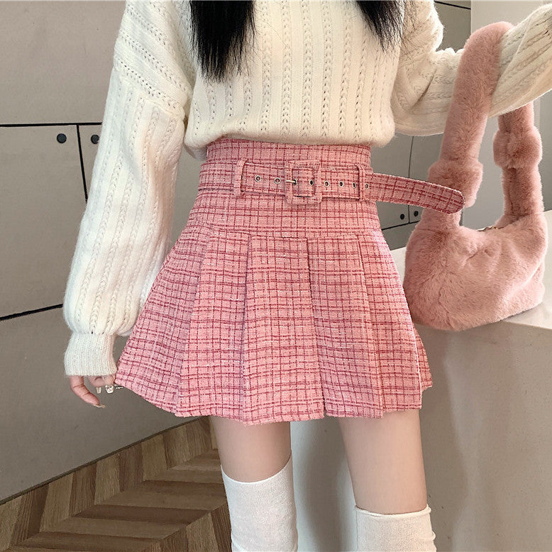 Women's Fashion Tweed Pleated Half-body Skirt