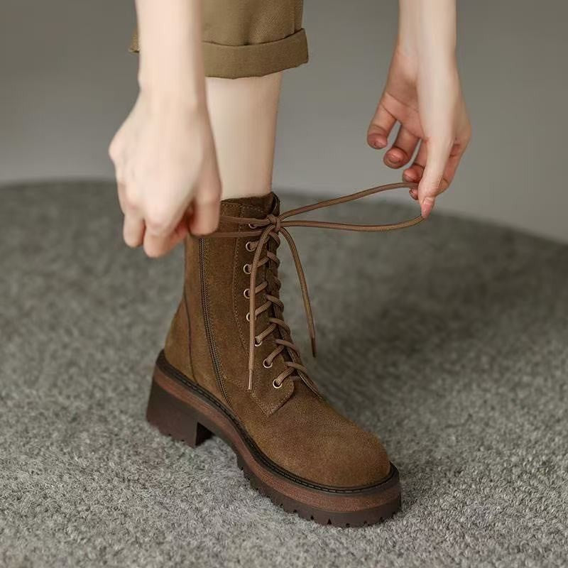 Platform Height-increasing Ankle Boots Versatile Short Boots For Petite Women