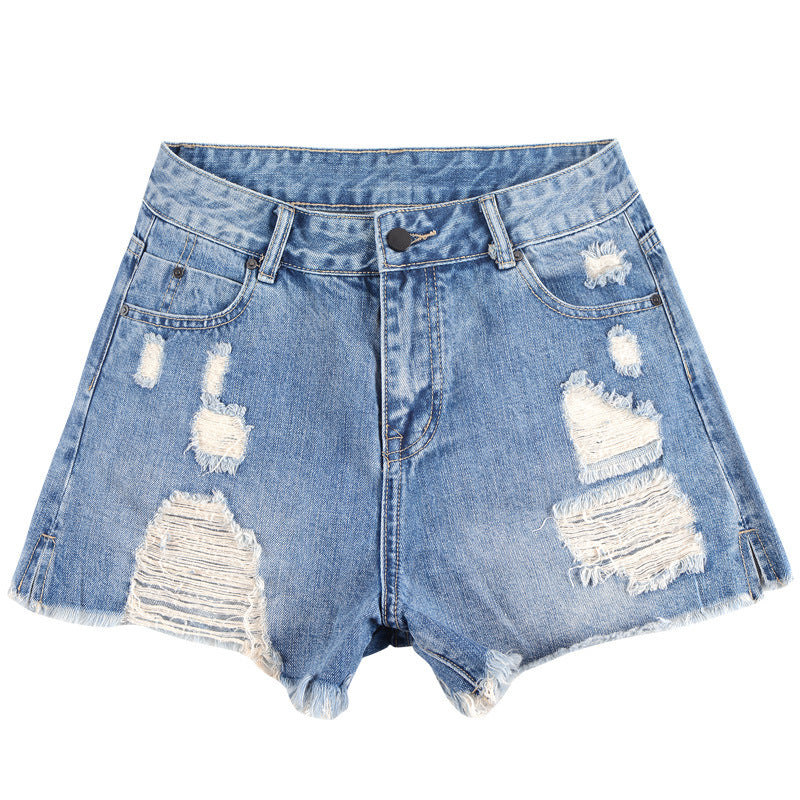 High Waist Ripped Denim Shorts