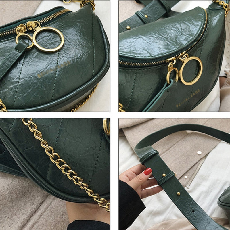Women's Vintage Textured Leather Shoulder Bag