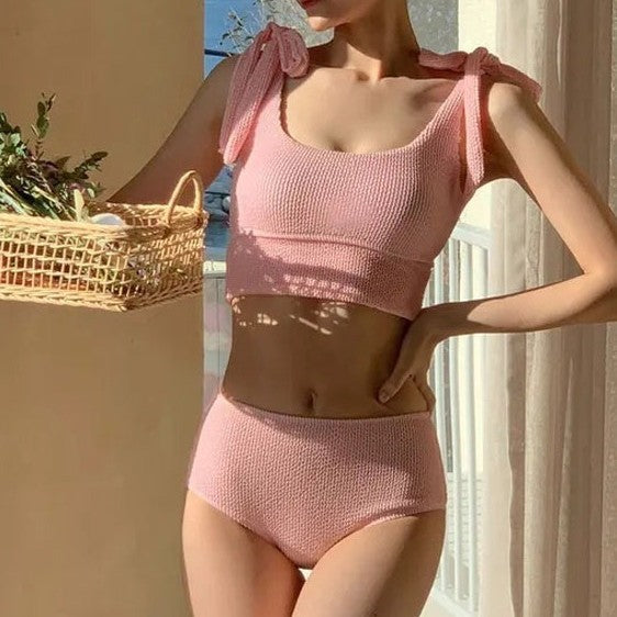 New Bikini Solid Color Ins Style Women's Bikini Split High-grade Swimsuit