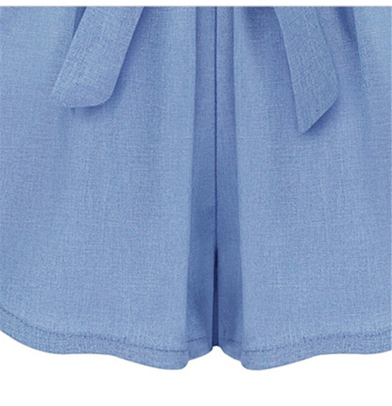Solid Color Stretch Waist Oversized Loose Shorts
