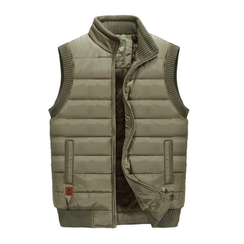 Men's Fleece-lined Thickened Casual Stand Collar Pocket Vest