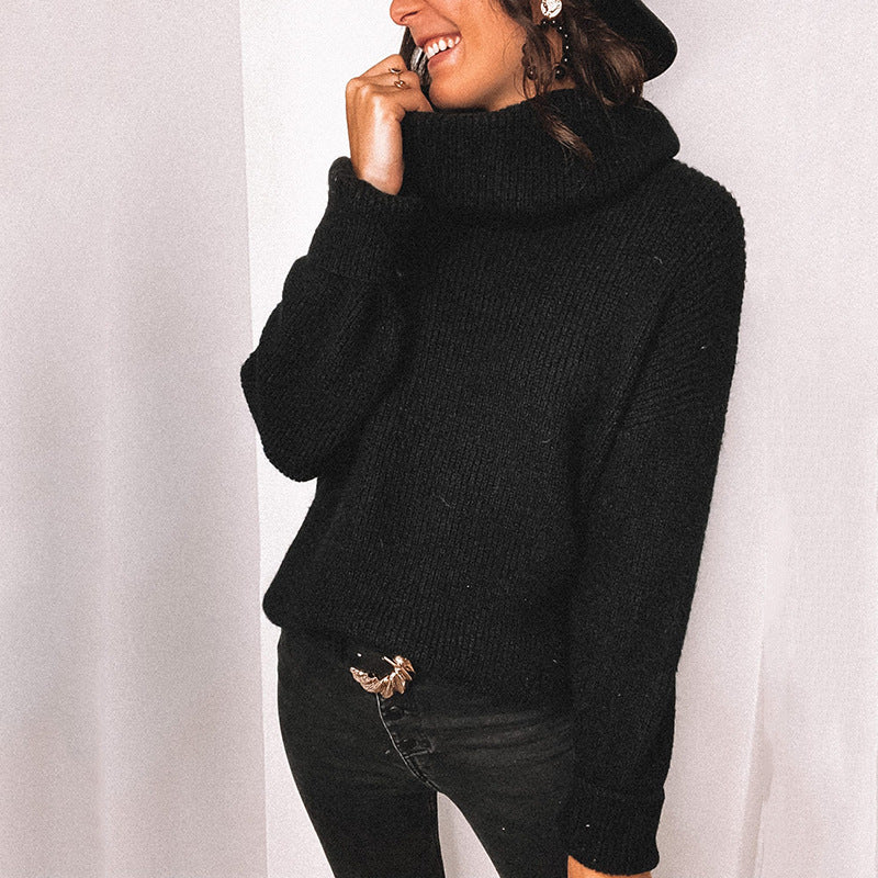European And American Solid Color Turtleneck Long Sleeve Sweater