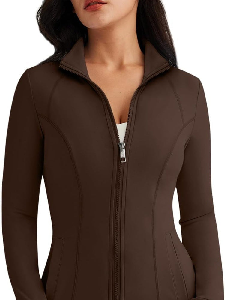 Womens High-Stretch Form-Fitting Long-Sleeve Sports Jacket