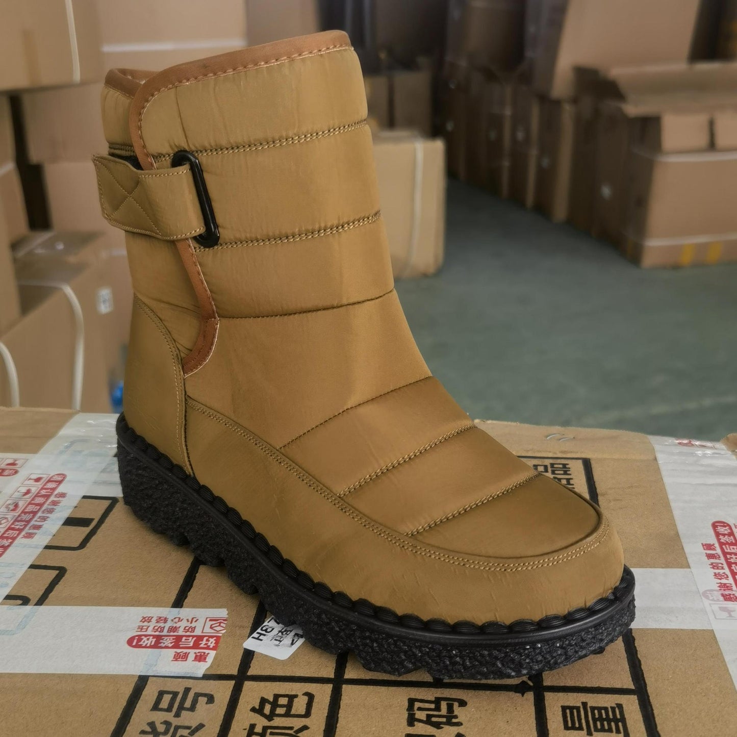 Velcro Waterproof Cotton Shoes Mid-tube Casual Women's Boots