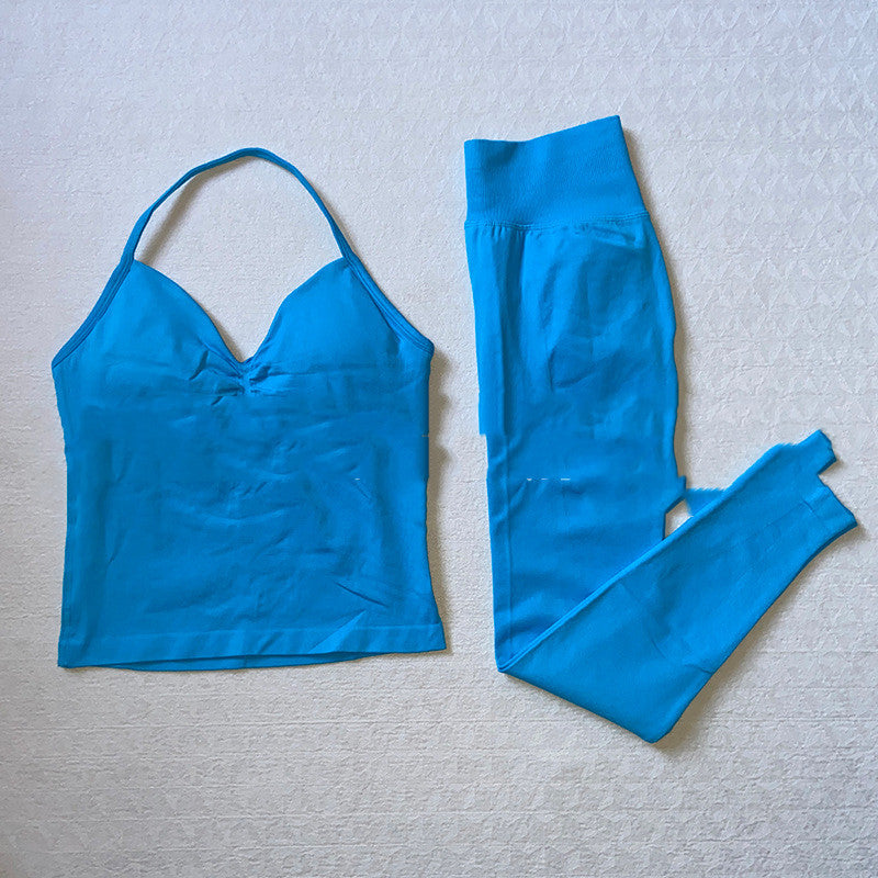 Sports Yoga Pants Back-shaping Camisole Waist-cinching Workout Tank Top And Long Pantscomplete Outfit Set