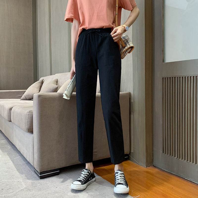 Straight cropped casual pants