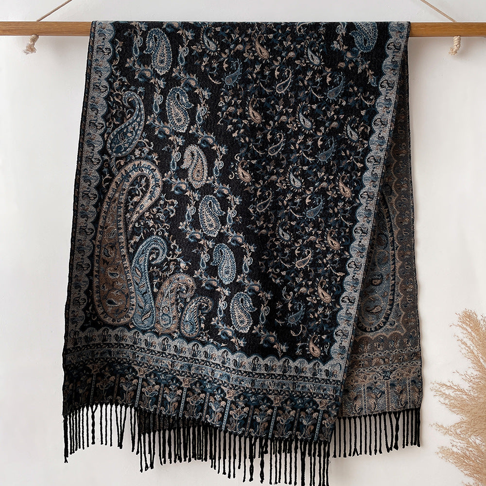 Ethnic Style Retro Outer Jacquard Paisley Scarf