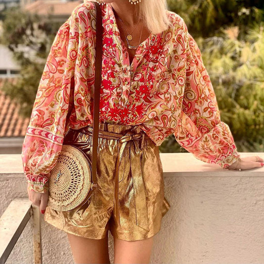 Fashion Belt Loose-fitting Wide-leg Short Jumpsuit