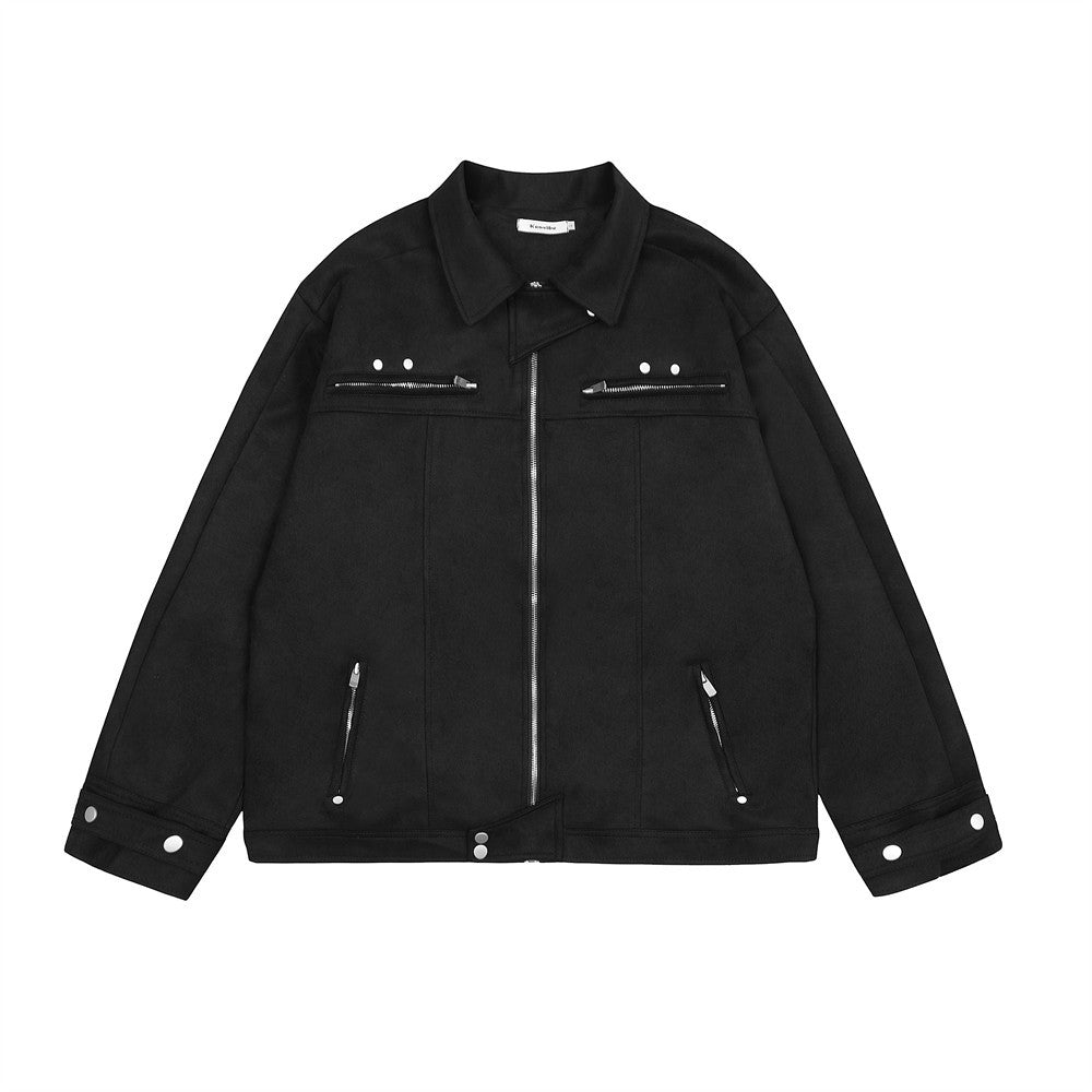 Men's Loose Casual Multi-pocket Zipper Cardigan Lapel Flight Jacket Beauty