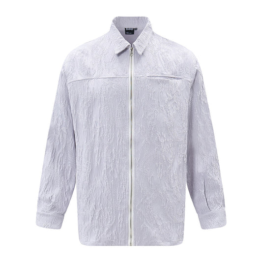 Design Pleated Texture Long Sleeve Shirt