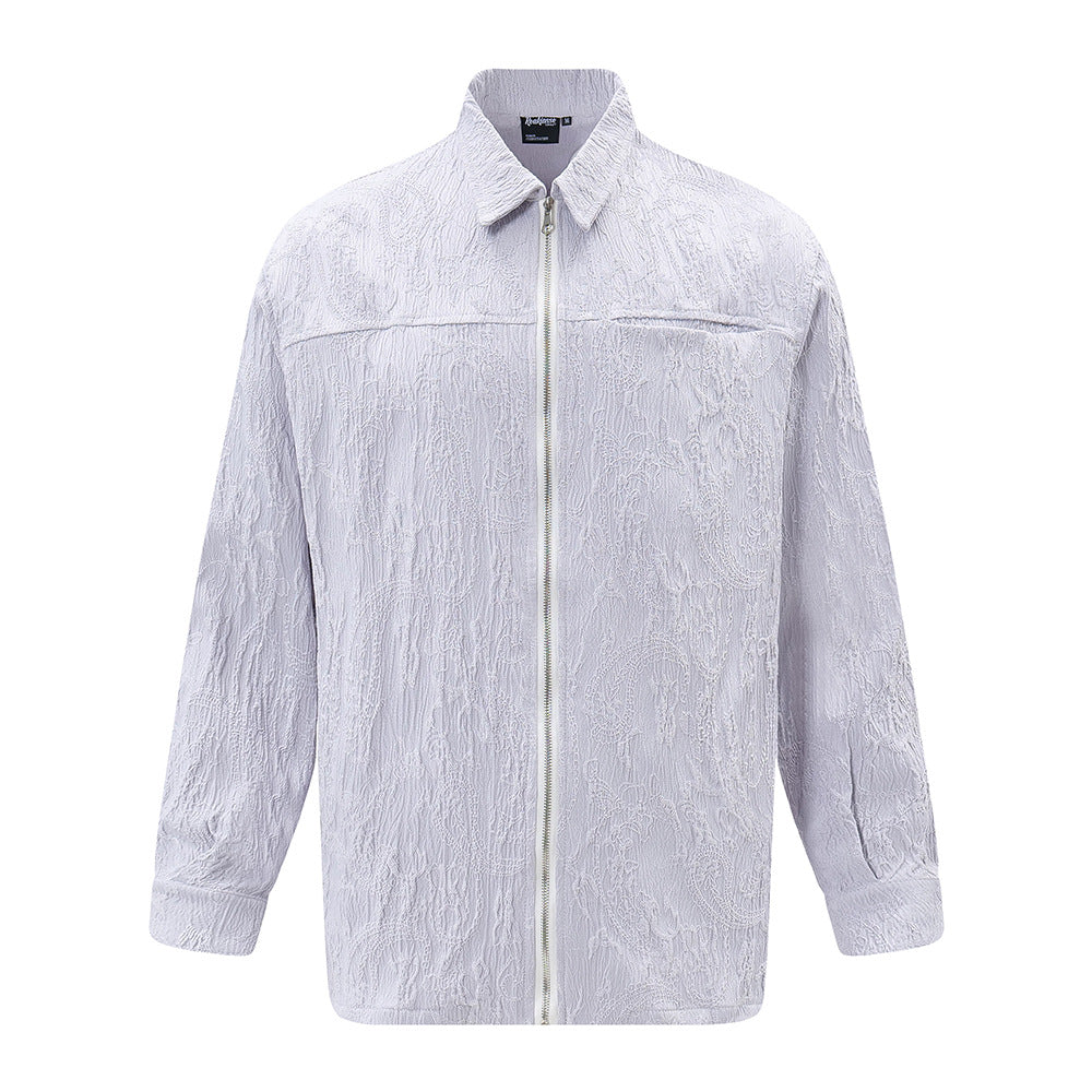 Design Pleated Texture Long Sleeve Shirt