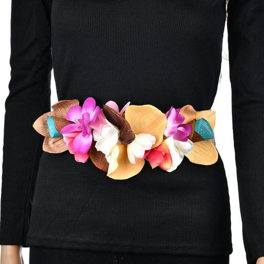 Simulation Phalaenopsis Ultra-Wide Waistband Headband Decorative Belt