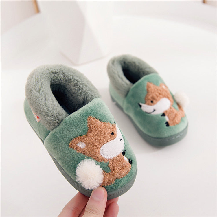 Baby plush non-slip cotton slippers