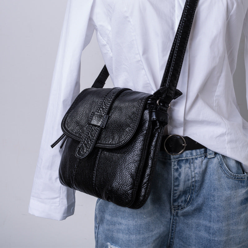 new fashion handbag Crossbody Bag washed leather soft all-match lady Mini Handbag Bag