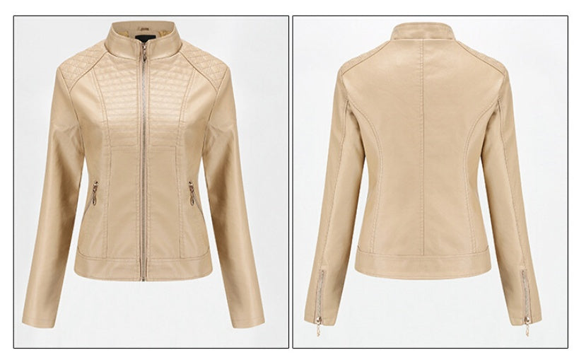 Chaqueta de cuero para motociclista para mujer
