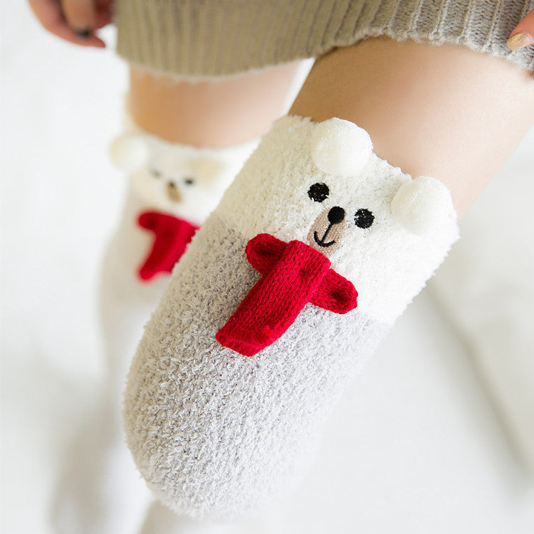 Coral fleece over the knee warm long socks