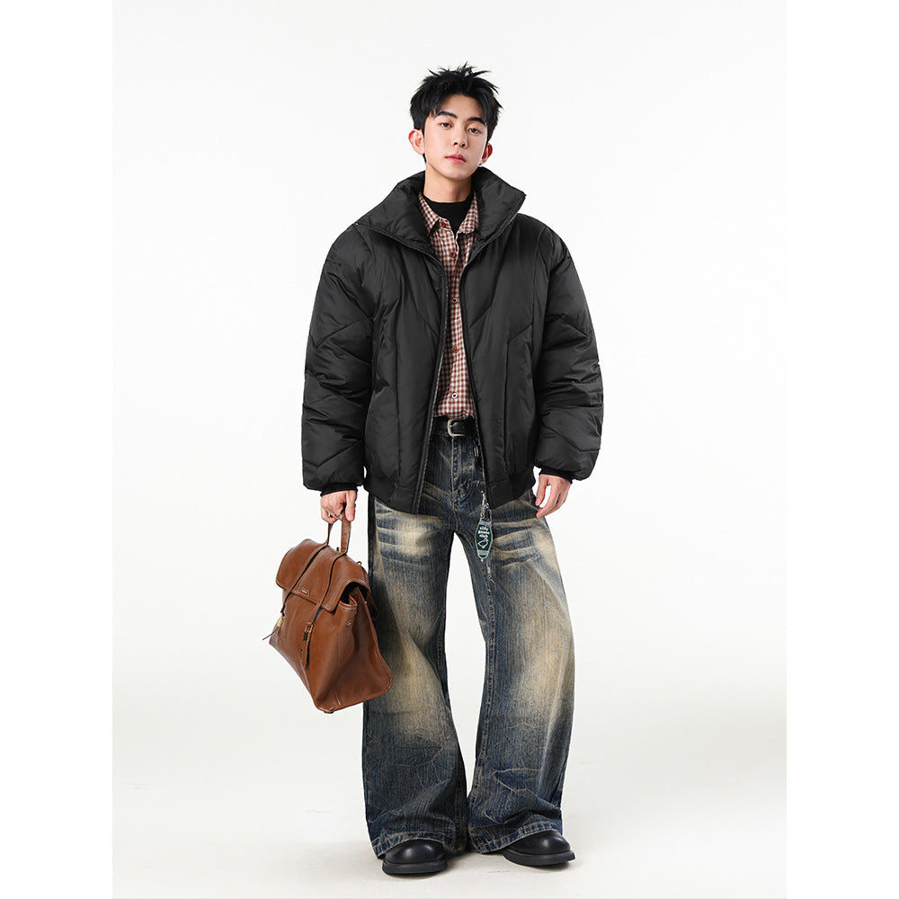 Mens High-neck Cotton Jacket Winter Short-style Streetwear