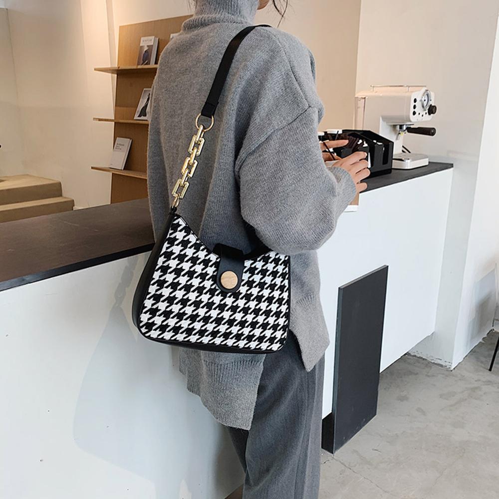 Fashion Casual Houndstooth Chain Underarm Bag