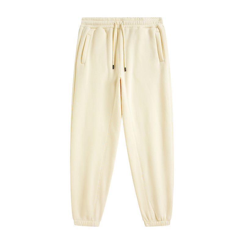 Plus Fleece Clean Color Pinched Foot Drawstring Sweatpants
